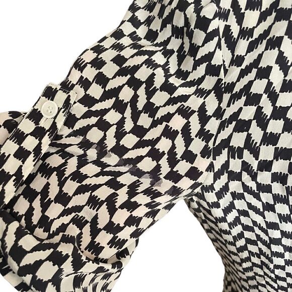 Club Monaco |Louise Dark Grey Printed Shirt Dress 100% Silk Size 6 Retail $179 - Picture 3 of 7